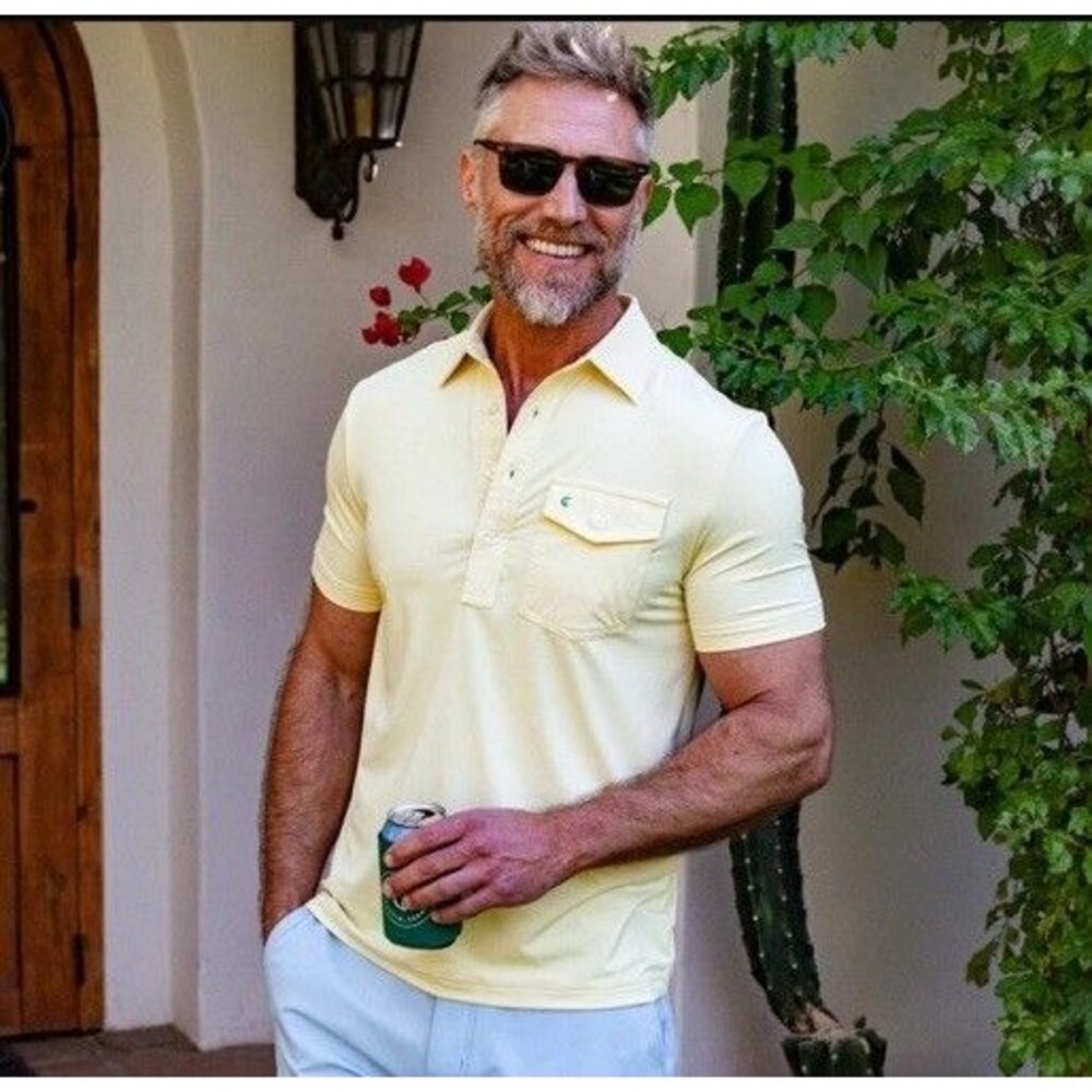 CRIQUET Men's Performance Sport Players Polo Shirt The '86 Yellow Size Medium